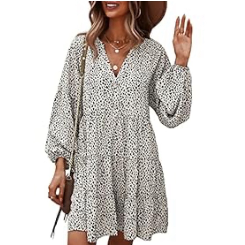 Black and White Polka Dot Dress XL White Leopard Spots